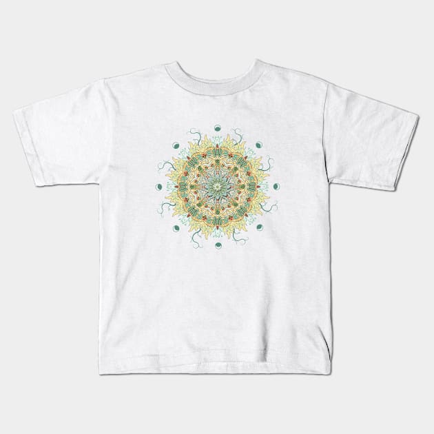 Morris Garden Pattern Mandala Kids T-Shirt by DISmithArt